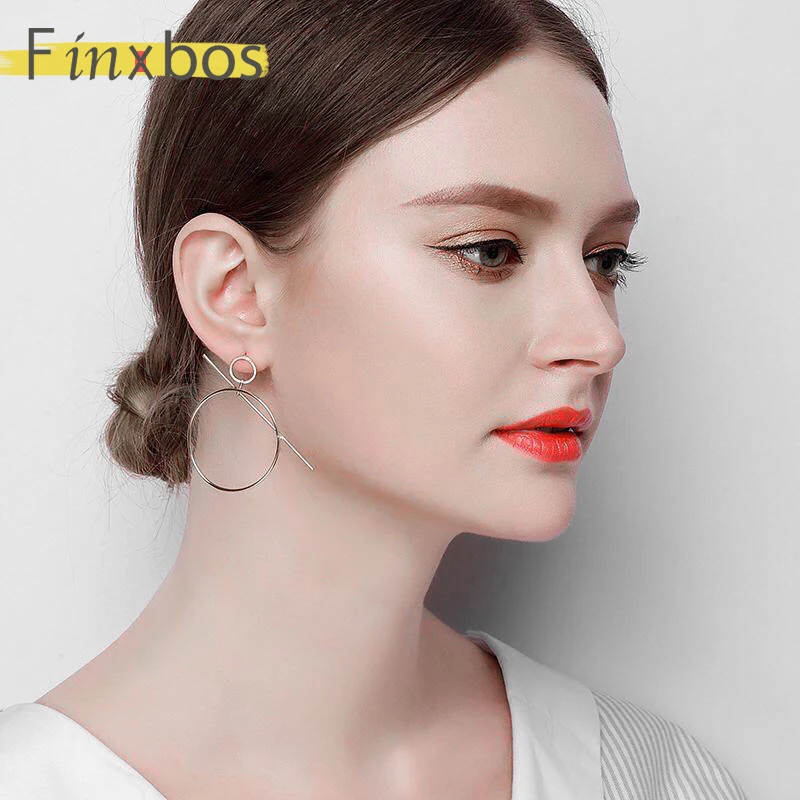 

Finxbos simple stainless steel gold round designer earrings for women