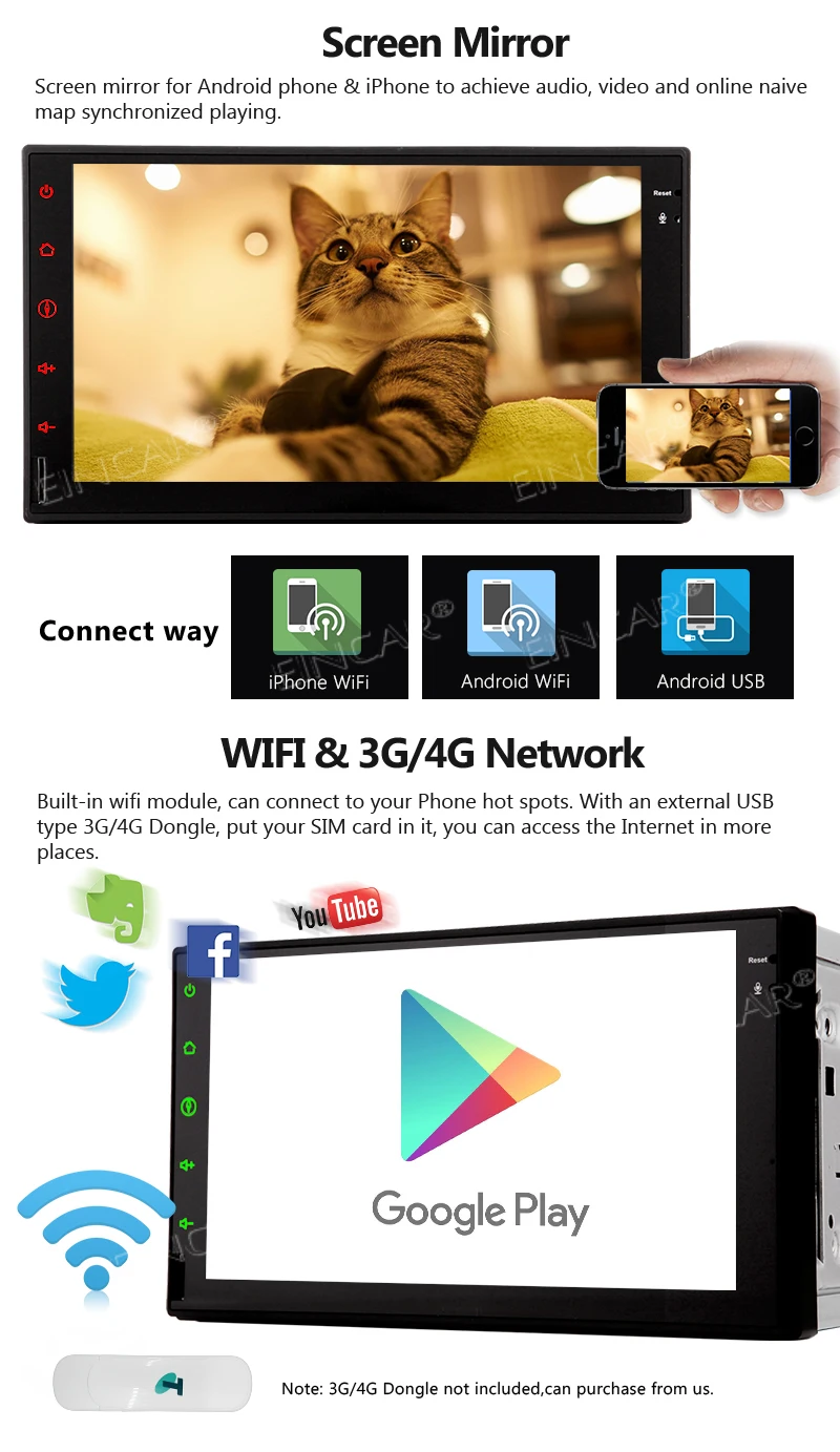 Мультимедийный плеер 7 дюймов головное устройство с GPS навигацией функцией Mirror Link