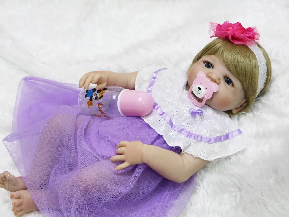 Кукла DollMai 22 &quot55 см Реалистичная силиконовая кукла reborn baby блонд волосы парик bebe
