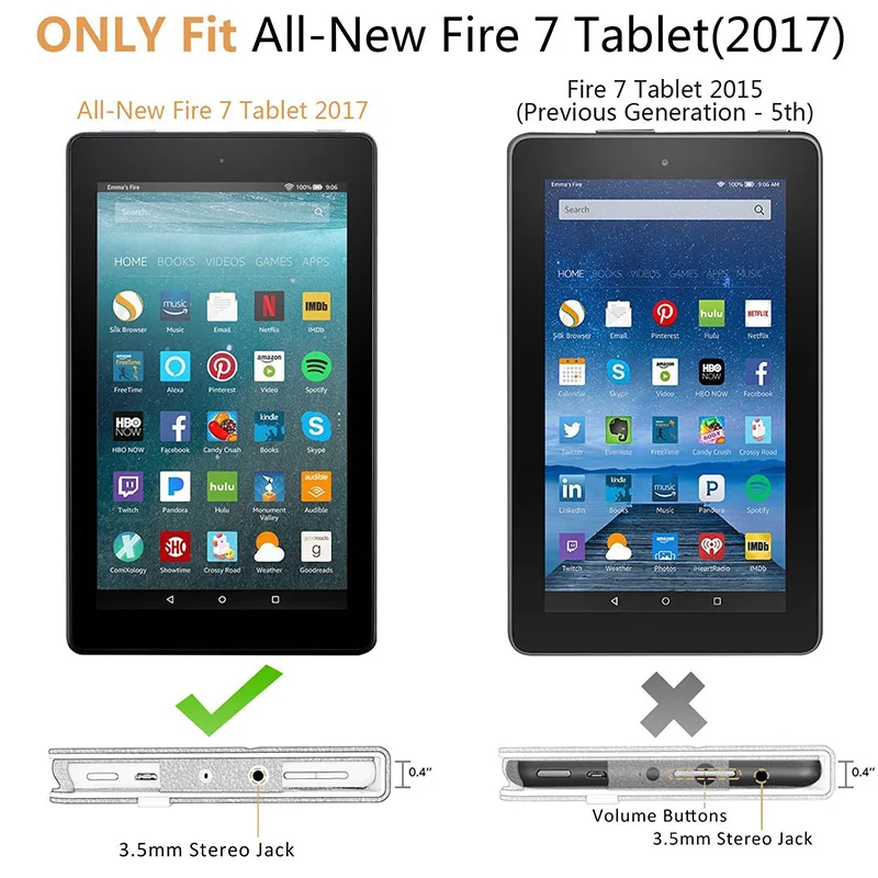 CucKooDo 100 шт./лот для Fire 7 2017 тонкий легкий чехол Amazon Kindle Tablet (7 й выпуск 2017)|case for amazon