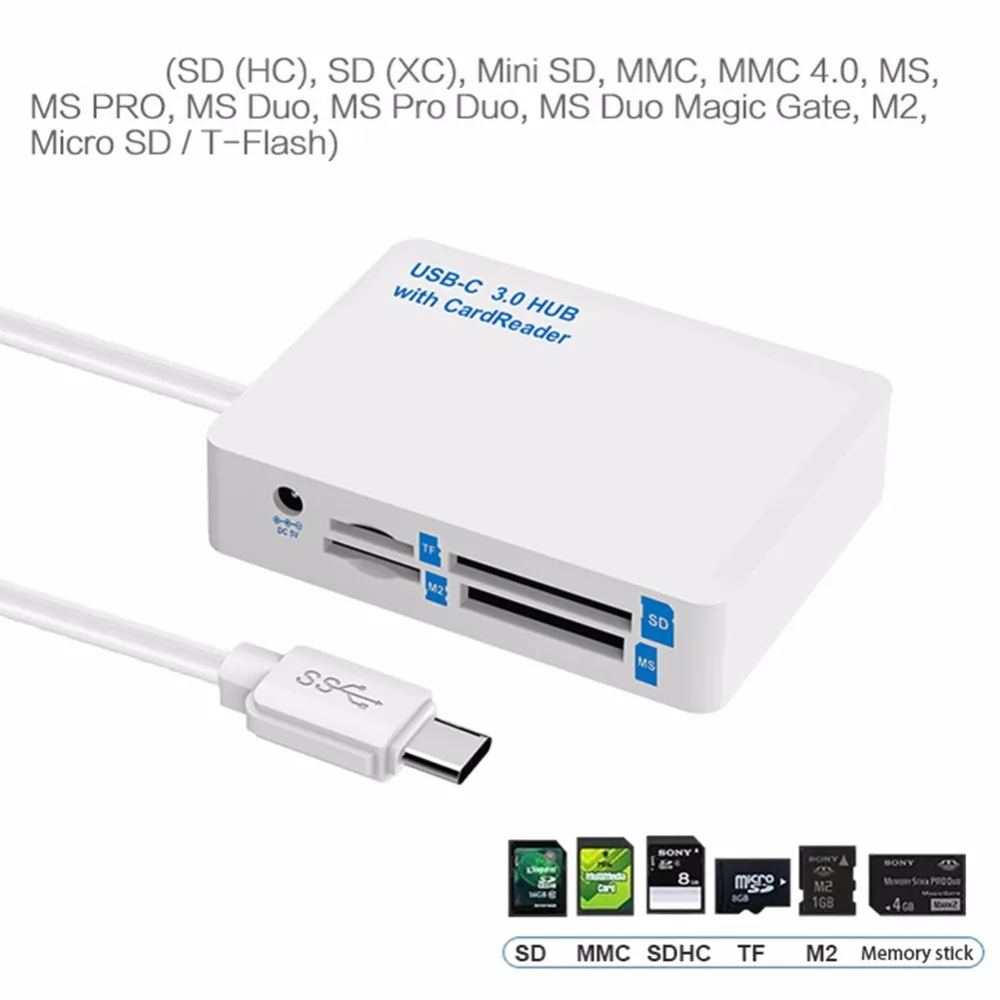Концентратор USB 3 0 Type C концентратор OTG с 2 портами и 4 слотами для карт памяти SD/TF/MS/M2