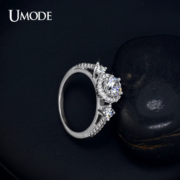 Женские обручальные кольца UMODE Anillos роскошные белого и золотого цвета высшего