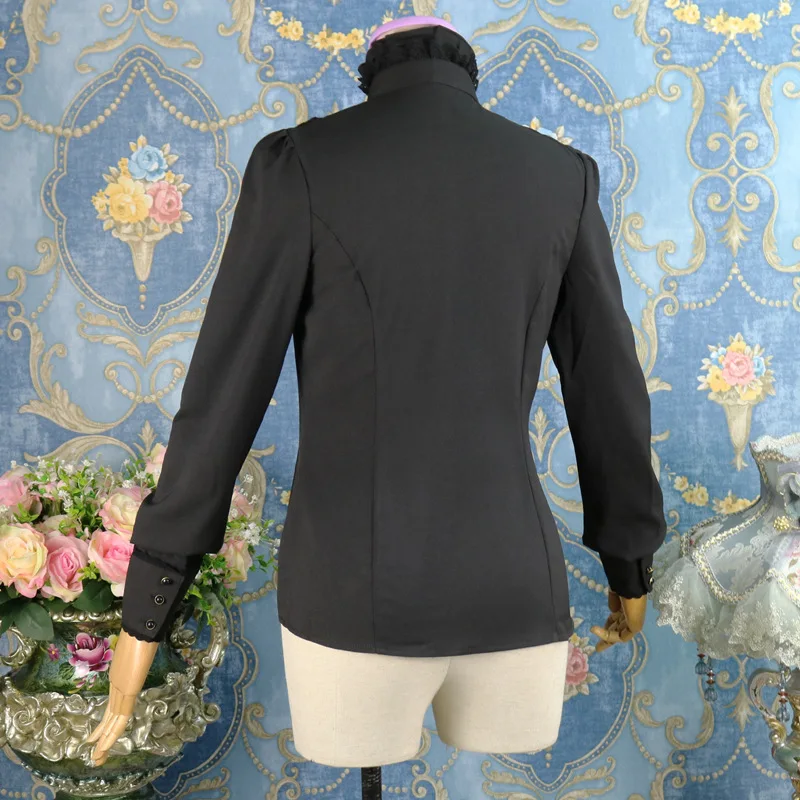 Женская кружевная рубашка в стиле ретро черная/белая шифоновая приталенная