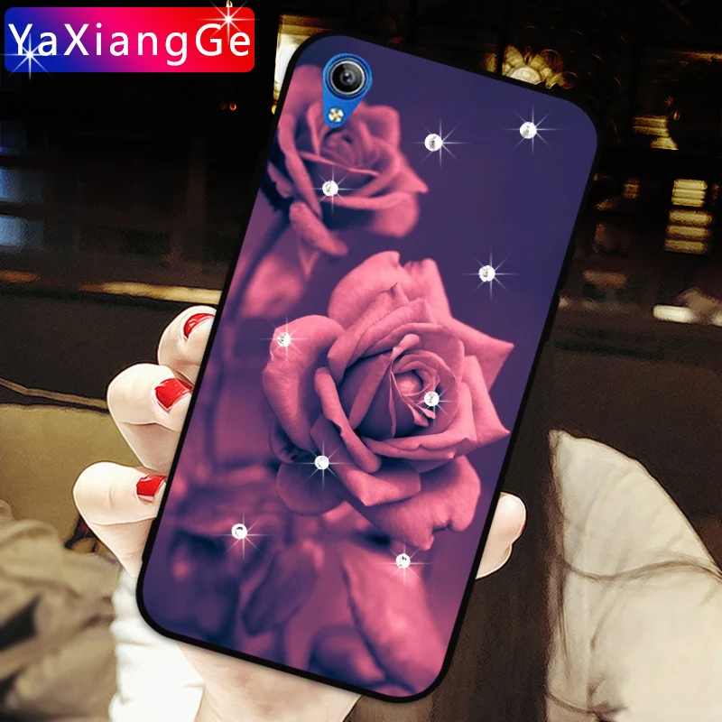 Чехлы с цветами и розами для Vivo V7 Plus Y79 Y81 Y83 мягкая задняя крышка из ТПУ со стразами