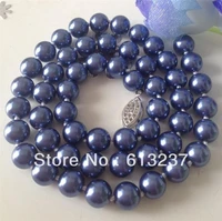 wholesale price 8mm blue shell simulated pearl rope necklace for women round beads elegant hot sale jewelry making 18inch my4181