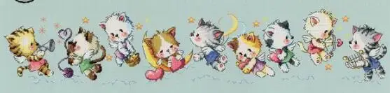 

Gold Collection Lovely Counted Cross Stitch Kit Cat Angels Angel Cupid Nine Cats Kittens Kitties SO