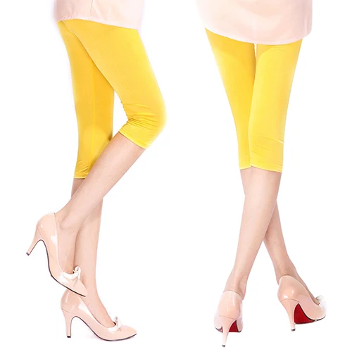 Women's Candy Color Stretchy Cropped Leggings Ultra Thin Shorts Pants | Женская одежда