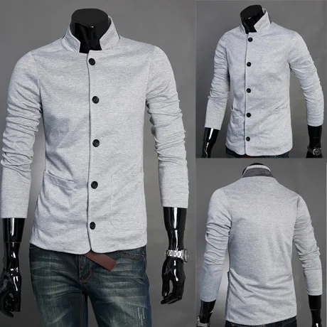 Китайский стиль 80s Блейзер мужские куртки пиджаки с воротником стойкой