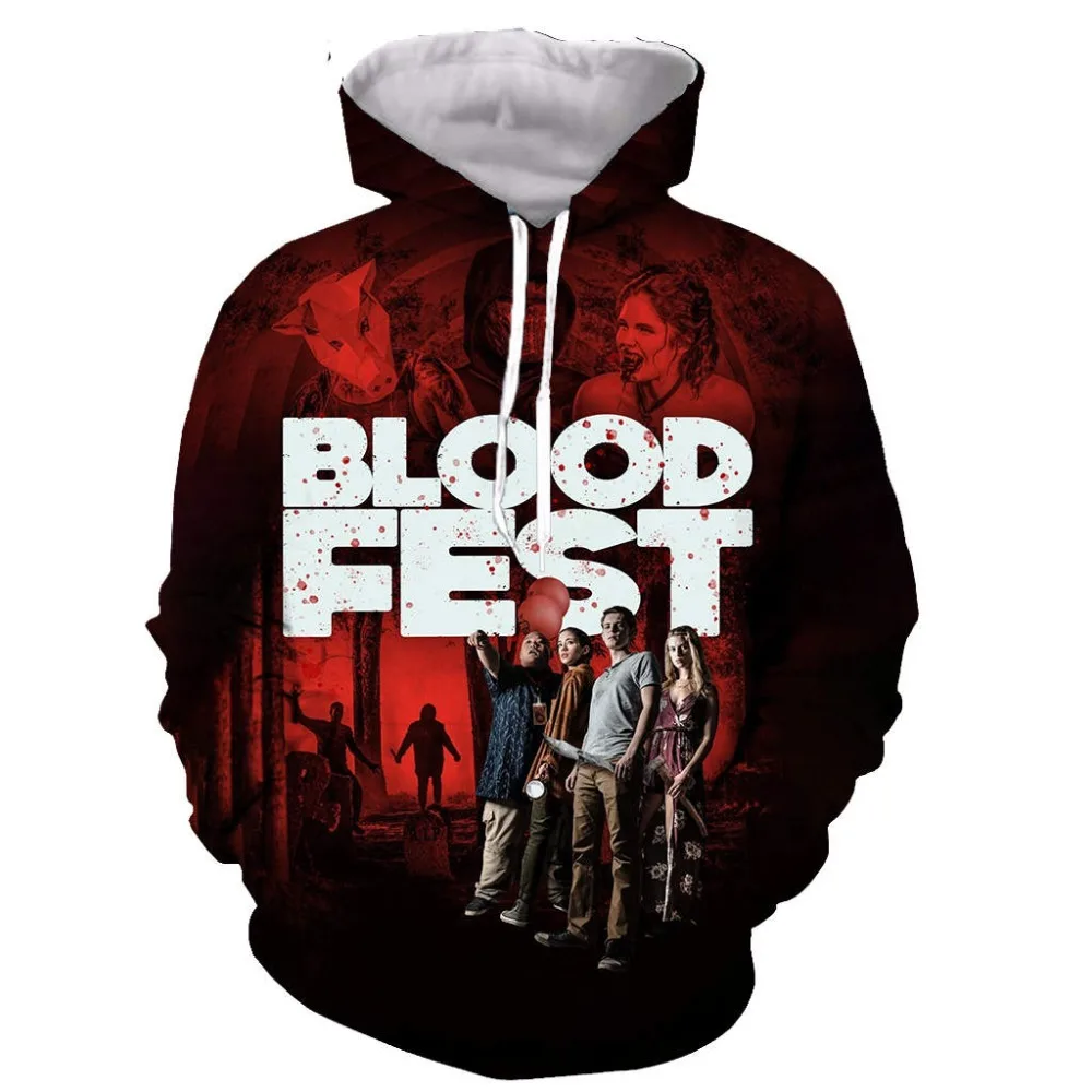 

New movie Blood Fest 3D printed men hooded hoodie sweatshirt fashion graphic hoodie casual pullover hoodie