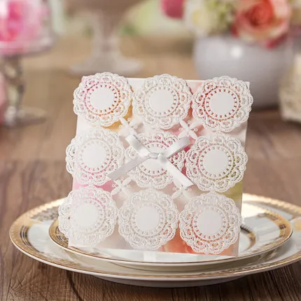 Personzlied розовый цвет Кружево цветок Свадебное приглашение лазерная резка|flower pot