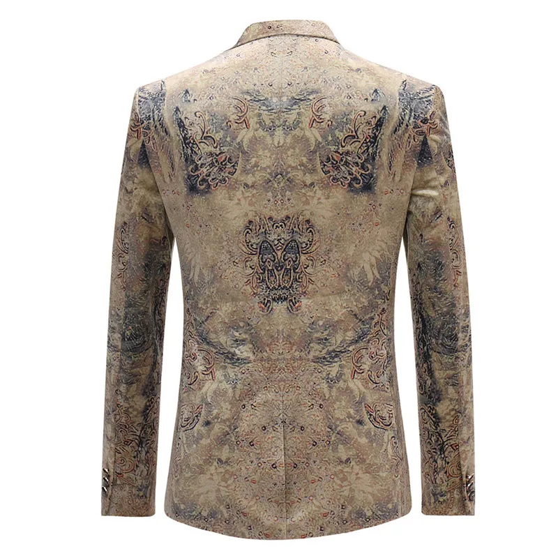 YUNCLOS модный дизайн мужской костюм куртка весна одной кнопки печати Блейзер