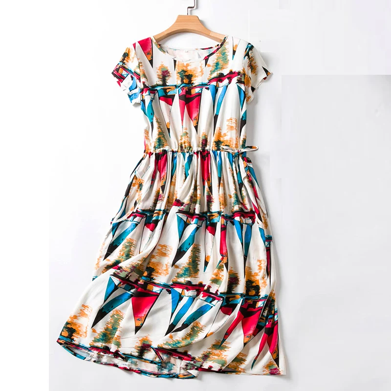 Женское свободное платье с круглым вырезом повседневное длинное коротким