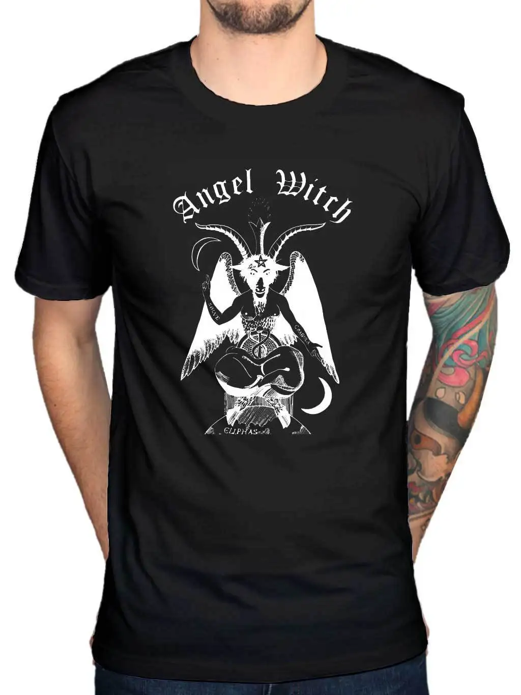 Официальный Angel Witch Бафомет футболка тяжелый металл в стиле панк рок музыки