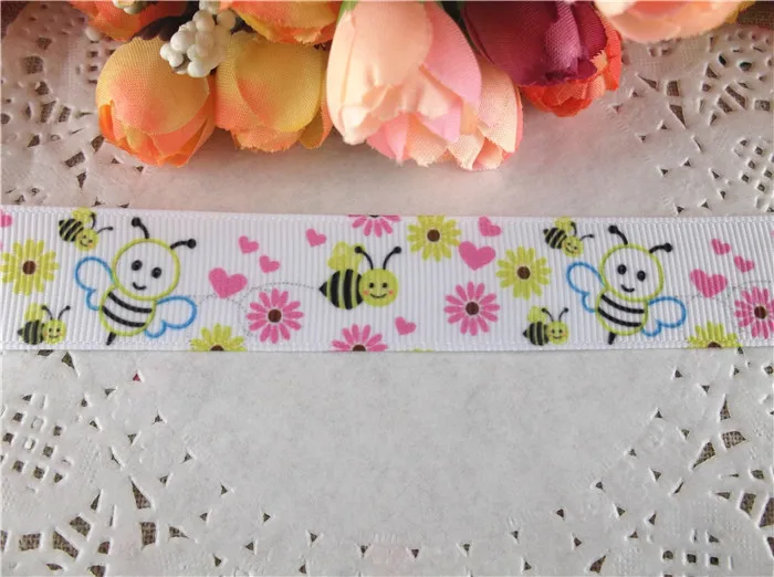 2014 Новое поступление 7/8 ''(22 мм) пчелы напечатаны grosgrain ленты мультфильм лента