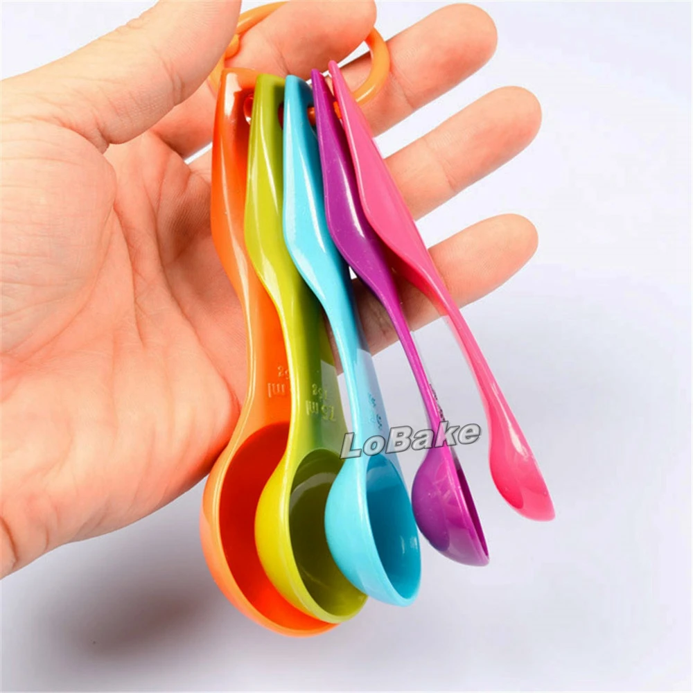 (5 шт./набор) разноцветная Радужная пластиковая мерная ложка 1 мл, 2,5 мл, 5 мл, 7,5 мл, 15 мл для кухни, измерительные инструменты для приготовления пищи