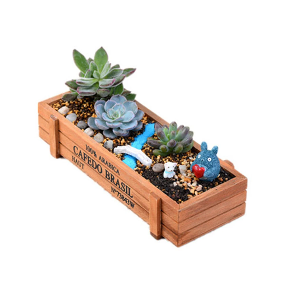 ANGRLY винтажная прямоугольная деревянная суккулентная растительная клетчатая