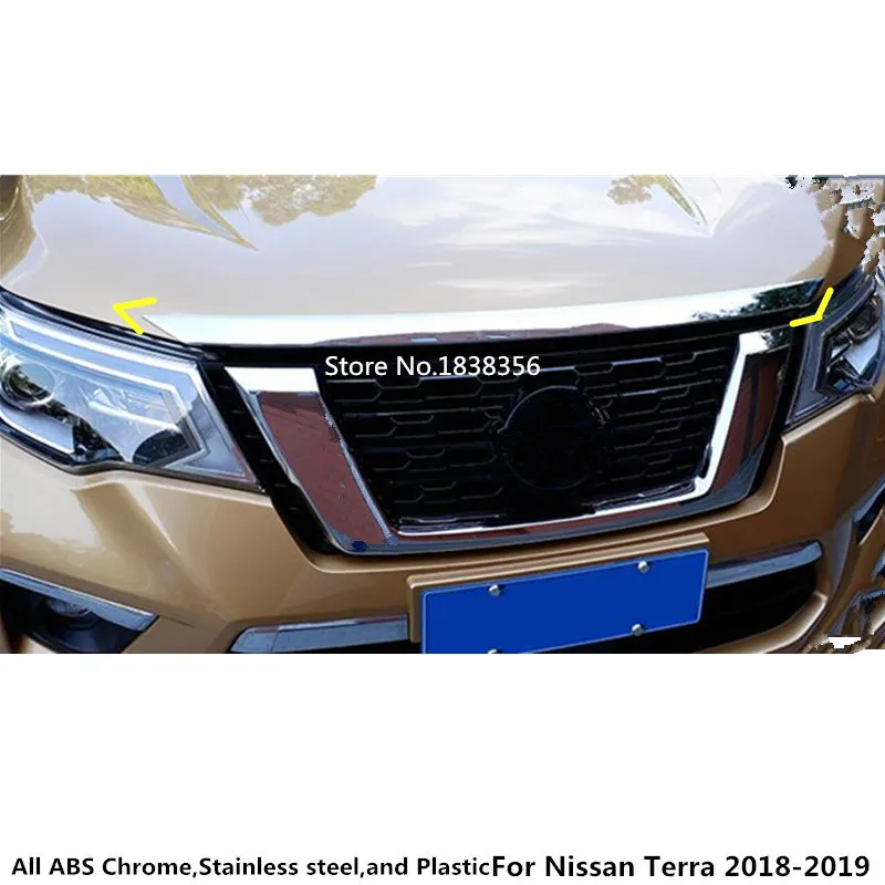 Для Nissan Terra 2018 2019 2020 Гарнир ABS Хром передний двигатель машина решетка верхняя