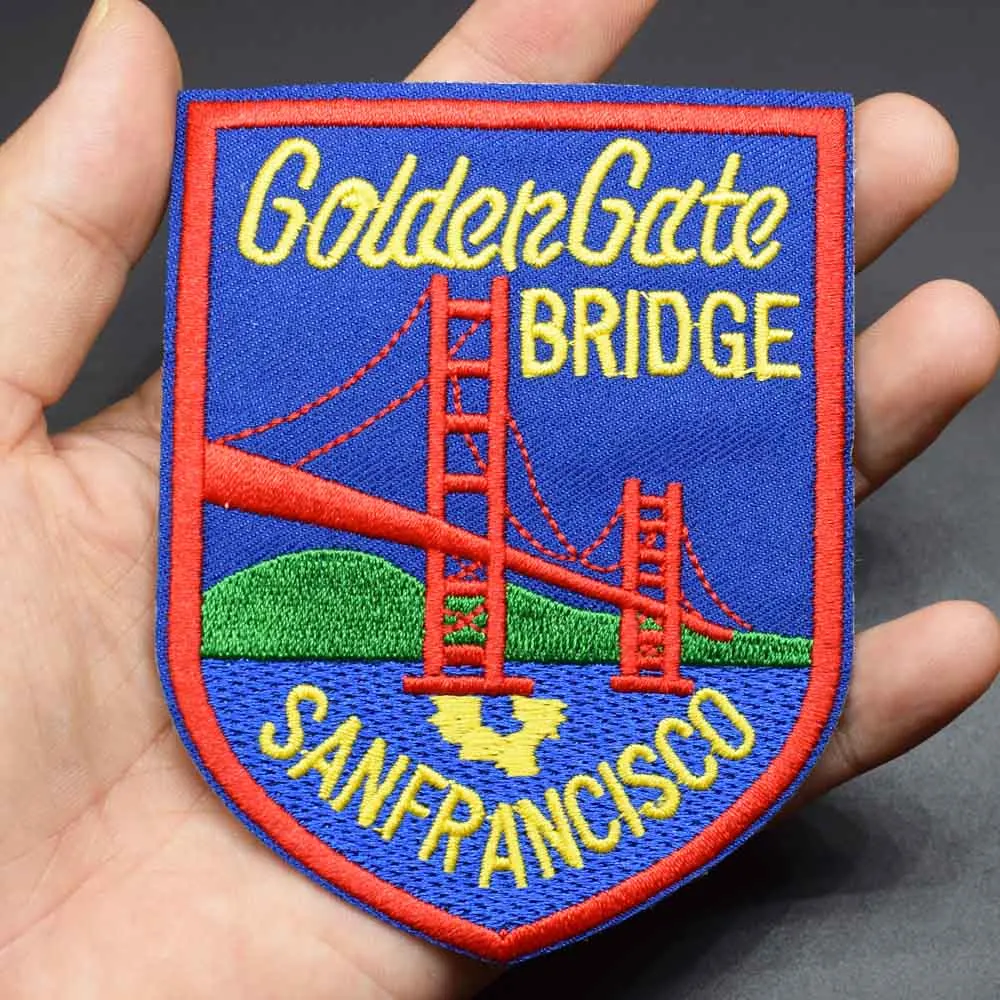 Sanfrancisco красный золотой мост Утюг на полный вышитые ткани патч для девочек мальчиков одежда наклейки одежда