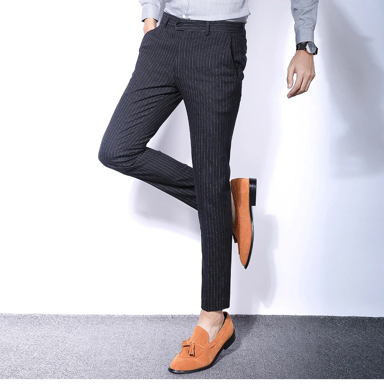 N& B брюки мужские формальные Бизнес Офис Slim Fit Брюки Для мужчин ботильоны-Длина брюки мужской классический черный костюм брюки SR43