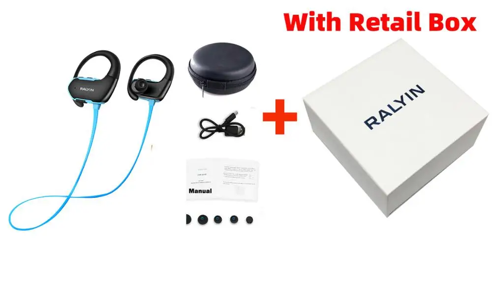 Blue with box M2 Bluetooth 4,2 спортивные водонепроницаемые беспроводные наушники с 8 Гб mp3-плеером, шумоподавляющие наушники, bluetooth-гарнитура - Цвет: Blue with box