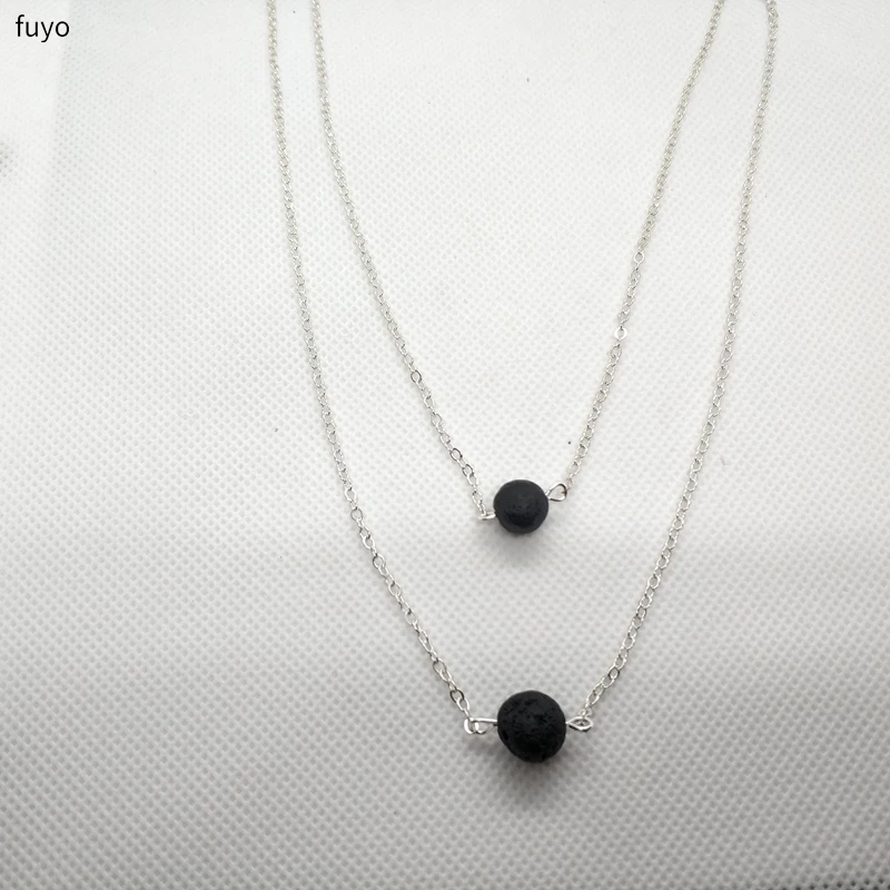 Новинка ожерелье из черной лавы винтажная многослойная цепочка эфирное масло