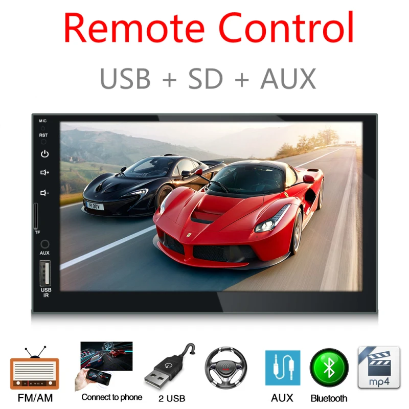 2din автомобильный радиоприемник 7 дюймов сенсорный mirrorlink проигрыватель Android