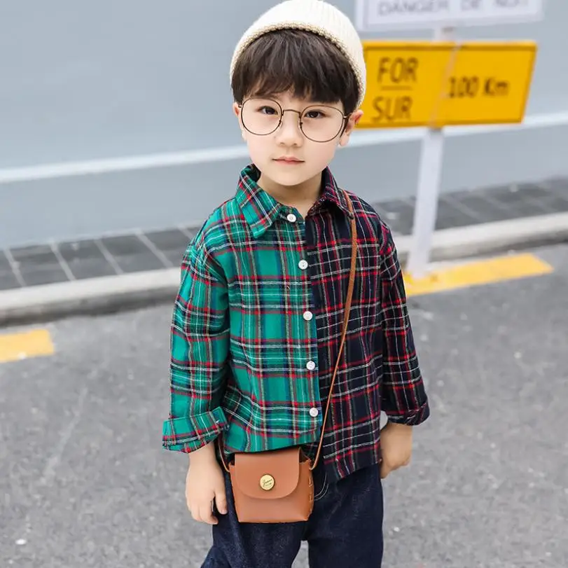 Детские блузки в клетку одежда для маленьких мальчиков рубашка с длинными