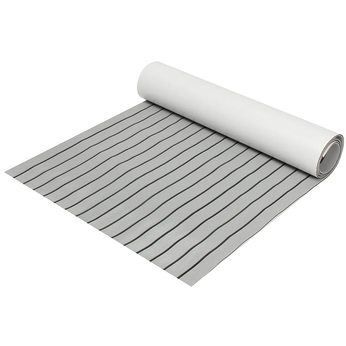270x90cm EVA Foam Faux Teak Decking Sheet Marine Boat 35" X 95" 6mm Thick Yacht Self-Adhesive Mat Grey with Black seam-line