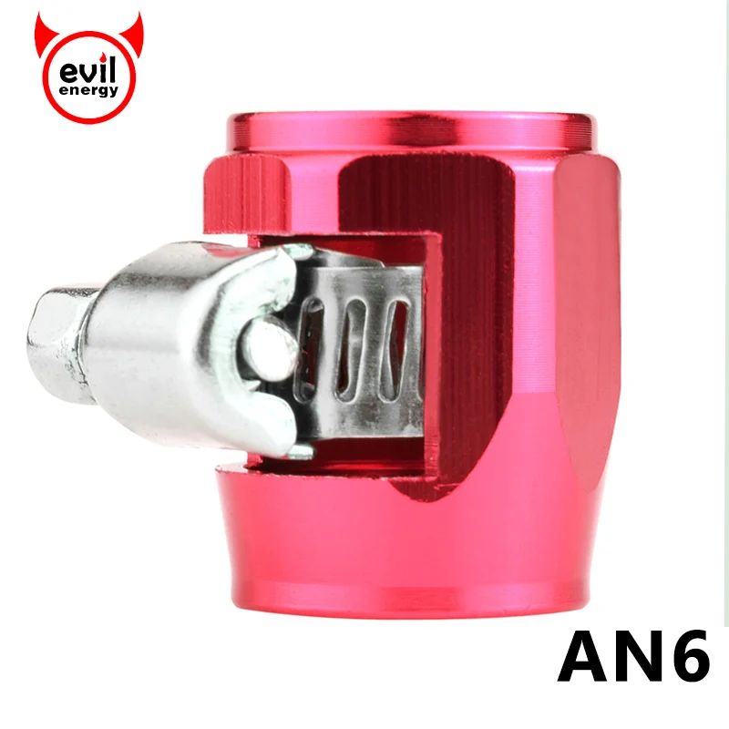 evil energy AN6 16mm Push On Hose End Cover Clamp Adapter Aluminum Anodize Fitting Ends Red Blue Black | Автомобили и мотоциклы