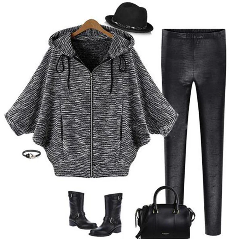 

Fashion Spring Autumn Jackets Hot Sale Women Europe Loose Short Jacket Batwing Sleeve All Match Cardigan Black Women Coat