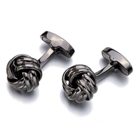 lepton black metal knot cufflinks for mens novelty design knots cuff links men business french shirt cuffs cufflink gemelos