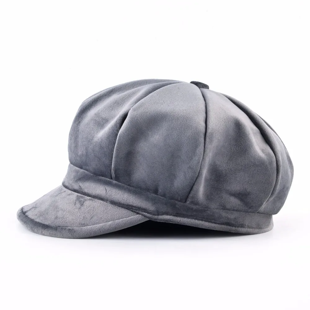 TQMSMY бархатной ткани Беретки для женщин однотонные мужские Кепки с закруглёнными
