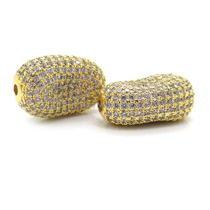 Mixed Gold Black Silver Color micro pave zircon beads Broad Bean Shaped bead fit for Pearl Gem Stone jewelry making accessroies | Украшения