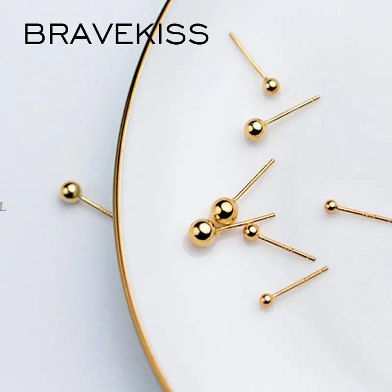 Женские серьги BRAVEKISS круглые пусеты из стерлингового серебра 925 пробы с шариками