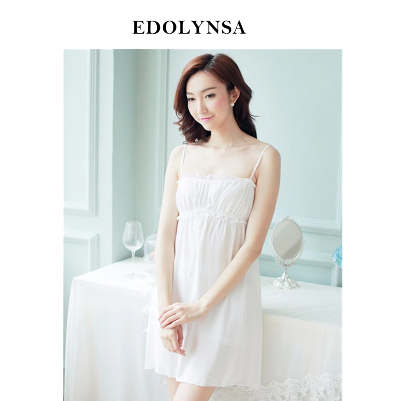 

Летняя одежда для сна на бретелях-спагетти, однотонные белые женские платья, однотонная одежда для сна принцессы, одежда для дома с бантом, сексуальная ночная рубашка # H7