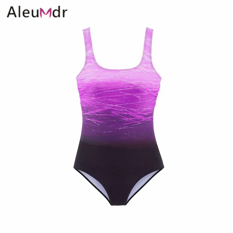 Aleumdr купальный костюм женский летний из одного предмета синий градиент крест