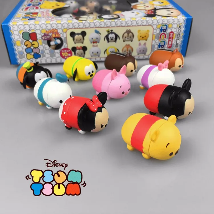 Disney Tsum 10 шт./лот 3 8 см с коробкой милые мини Дональд Микки Винни игрушки на