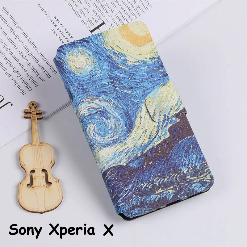 Высокое качество чехлы для телефонов с рисунком чехол Sony Xperia X откидной крышкой