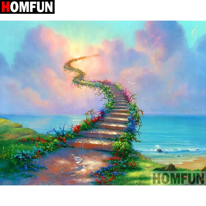 

Алмазная живопись HOMFUN A16984, картина «сделай сам» из квадратных/круглых страз, вышивка крестиком по лестнице, домашний декор, подарок