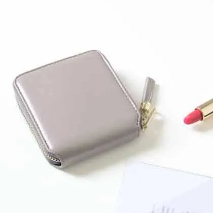 Grey Wallet Женский кошелек для монет и карт, Модный женский маленький кошелек с кисточками, короткий Однотонный женский клатч из синтетической кожи, держатель для карт - Цвет: Grey Wallet