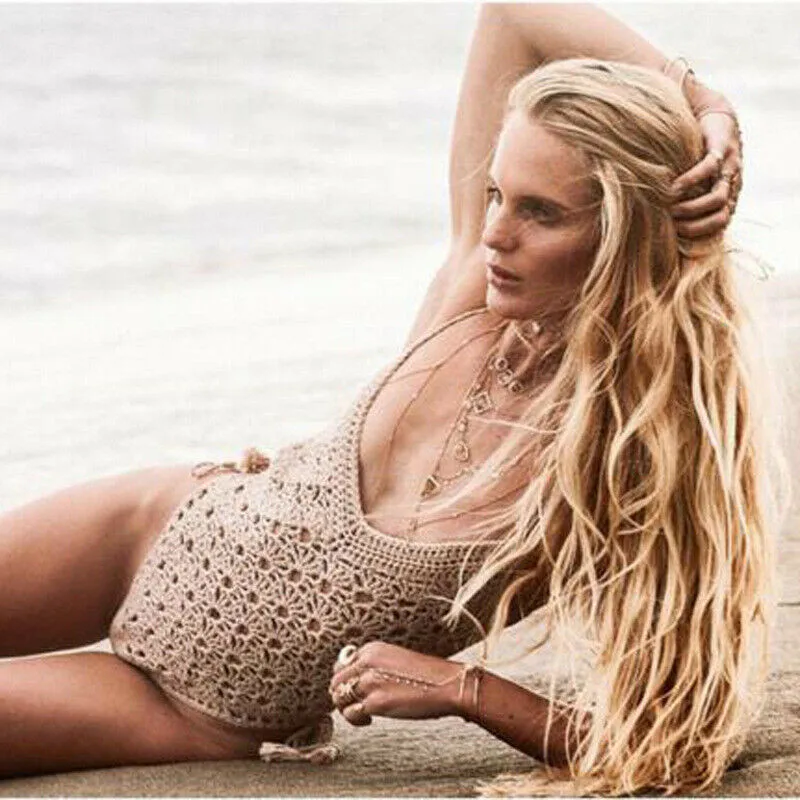 2019 модное женское вязаное бикини сексуальный вязаный крючком купальник с лямкой