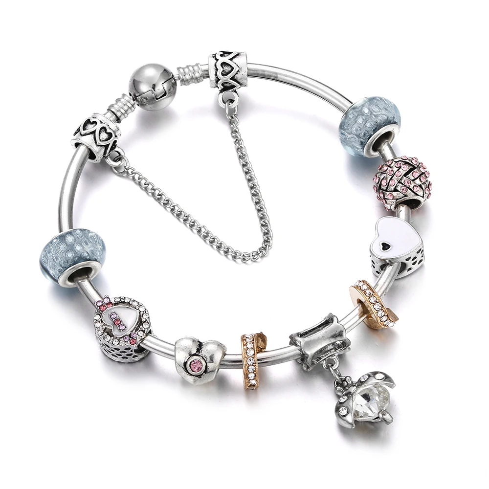 Античный Зеленый Шарм браслет и браслеты листья хрустальный Дельфин кулон