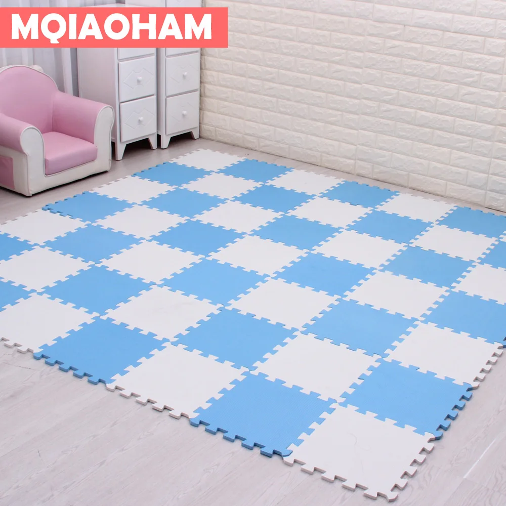 white blue 9 шт. 30x30 см EVA Коврик-пазл для детей водонепроницаемый мягкий развивающий игровой коврик для спортзала детский коврик-пазл ковер Tapete Bebe - Цвет: white blue