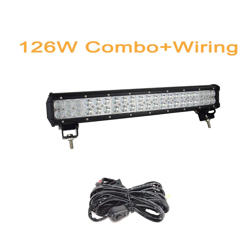 126w with wire kit SKYWORLD бар внедорожный светодиодный-бар 4 7 12 18 20 25 28 36 44 дюймов для вождения автомобиля 4WD грузовик 4x4 внедорожник ATV 90 Вт 180 Вт 12 в 24 В - Цвет: 126w with wire kit