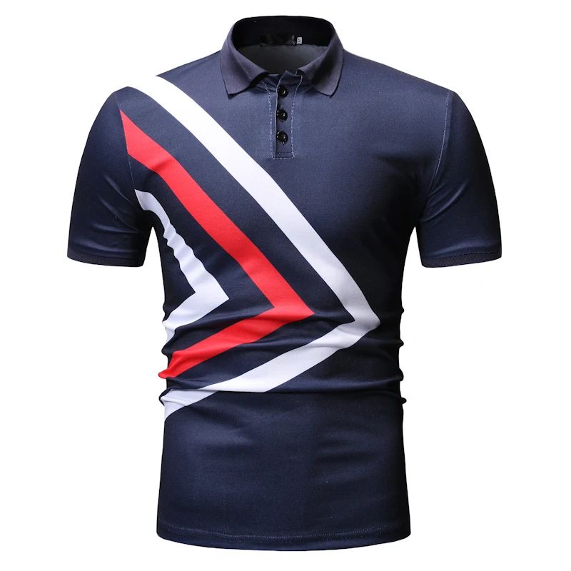 2019 Новая мужская рубашка поло Мужская брендовая с коротким рукавом принтом