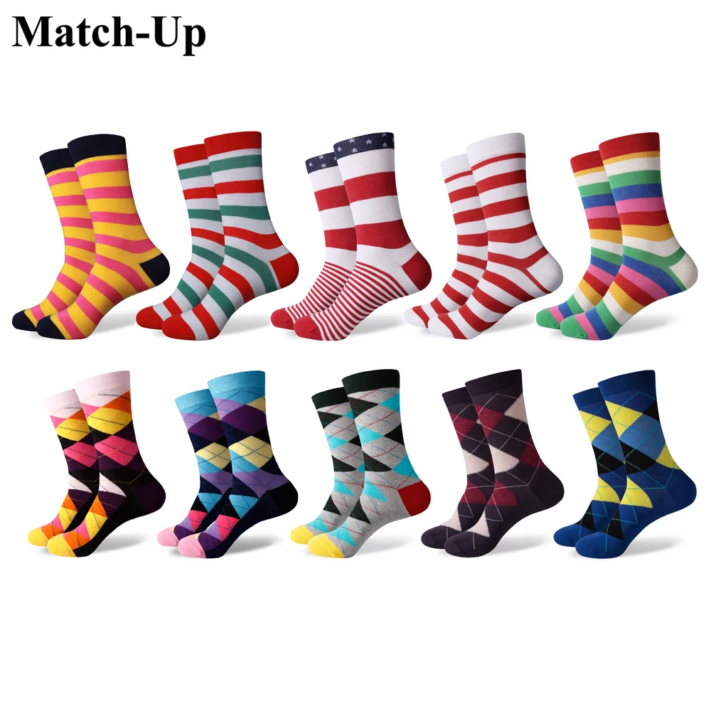 Match-Up Fun Dress Socks - Colorful Funky Socks for Men - Cotton