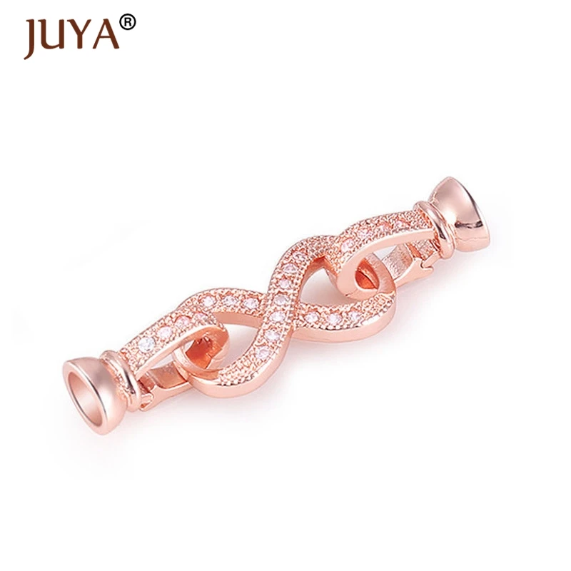 rose gold Принадлежности для ювелирных изделий Медь чешские Камни КРУГЛЫЙ и Бесконечность застежками Крючки DIY жемчуг цепочки ожерелья брасле,застёжка для браслета,ювелирная фурнитура - Цвет: rose gold
