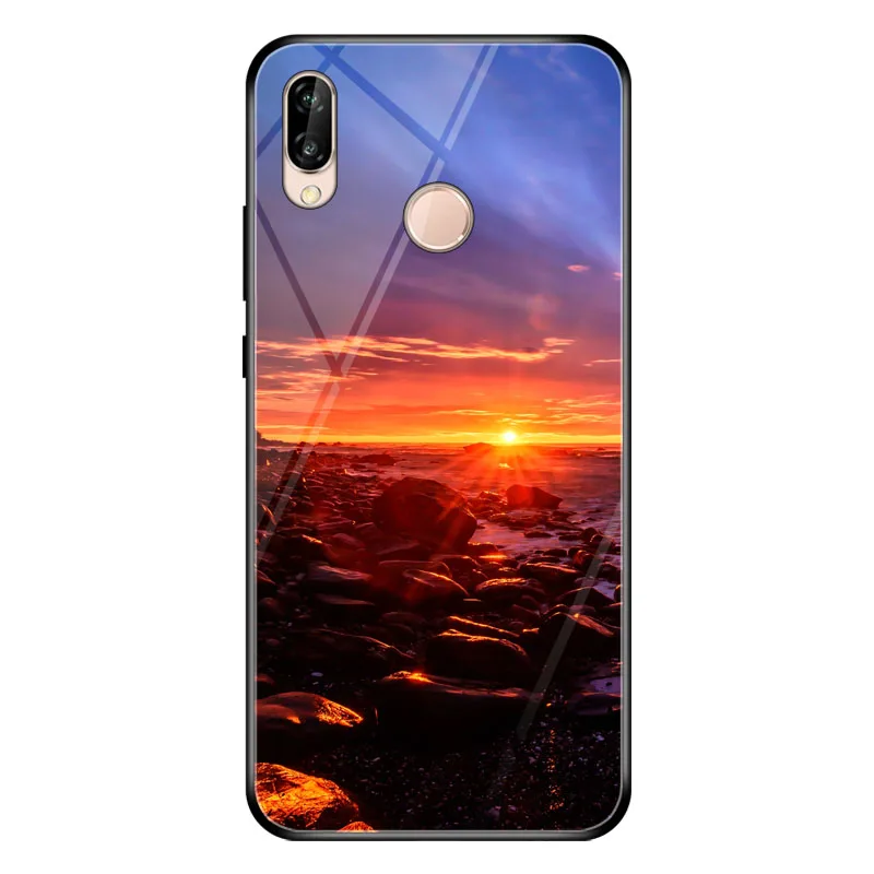 Huawei P20 Lite чехол закаленное Стекло мягкий TPU бампер жесткая накладка на заднюю