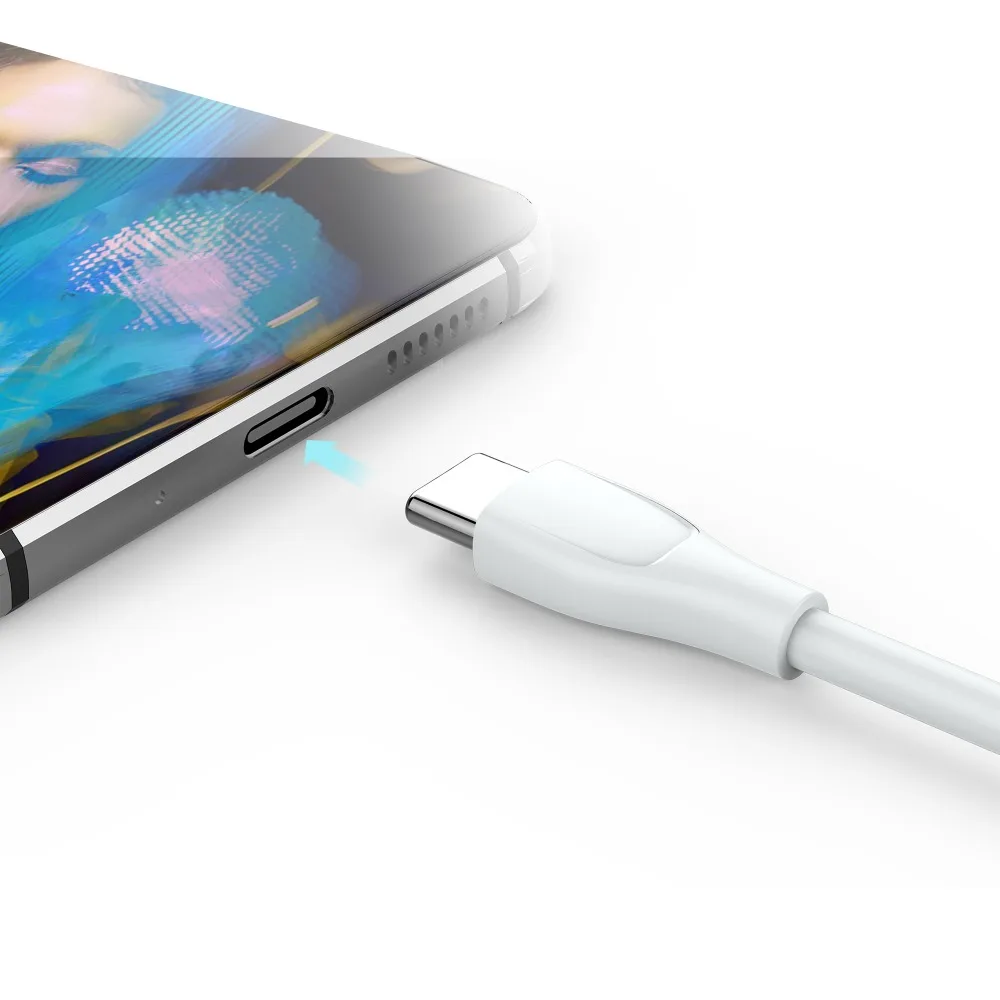 100 шт./лот 1 2 м Плющ Белый USB мужчина к C данных и зарядный кабель для Мобильный