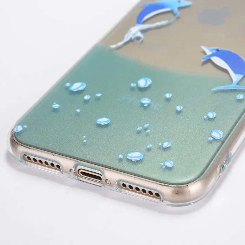 JICUIKE Роскошные модные высокий прозрачный ТПУ soft shell Дельфин для iPhone X чехол